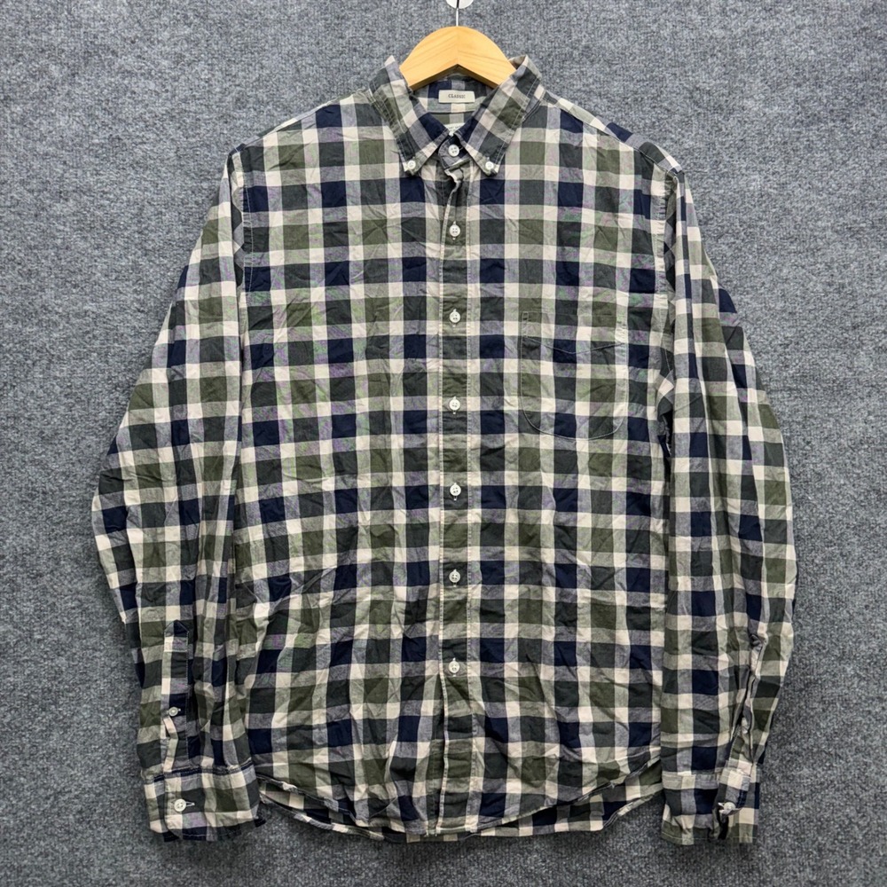 J.Crew Shirt Men's Size L Red Blue Plaid Button Down Organic Stretch Casual